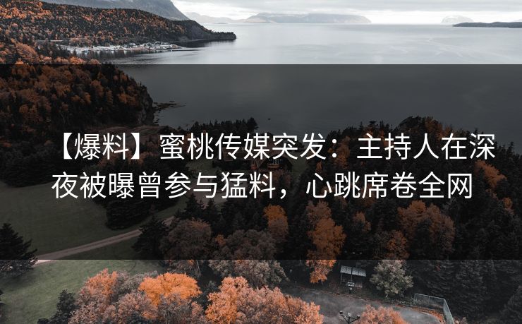 【爆料】蜜桃传媒突发：主持人在深夜被曝曾参与猛料，心跳席卷全网