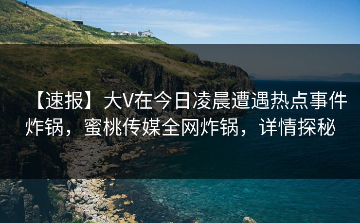 【速报】大V在今日凌晨遭遇热点事件炸锅，蜜桃传媒全网炸锅，详情探秘
