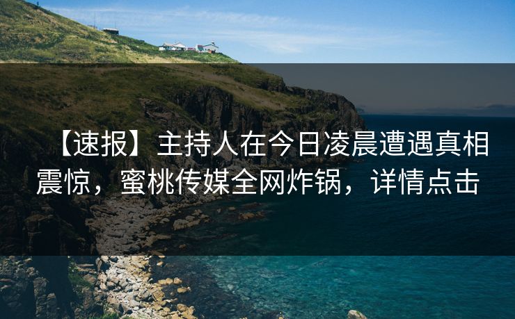 【速报】主持人在今日凌晨遭遇真相震惊，蜜桃传媒全网炸锅，详情点击