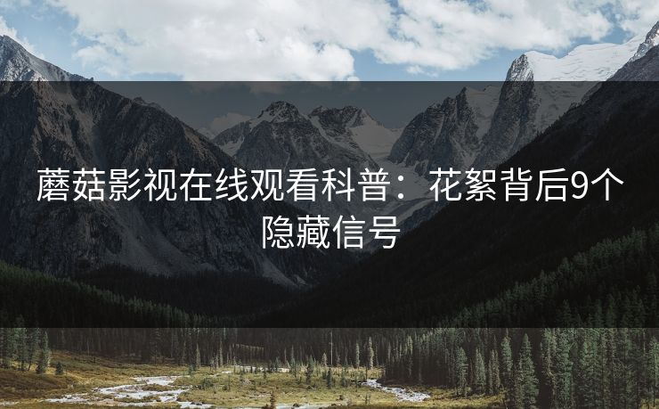 蘑菇影视在线观看科普：花絮背后9个隐藏信号